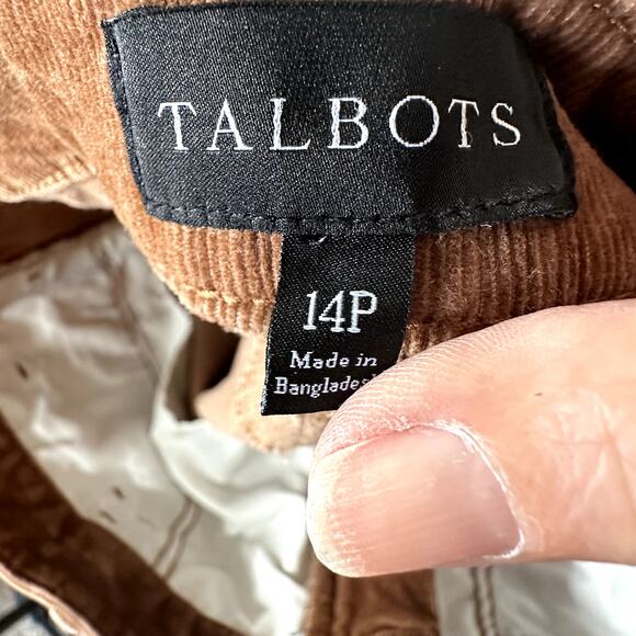 Talbots Sz 14P Brown Fine Wale Corduroy Cords Pants Stretch Classic Autumn Fall - Picture 5 of 6